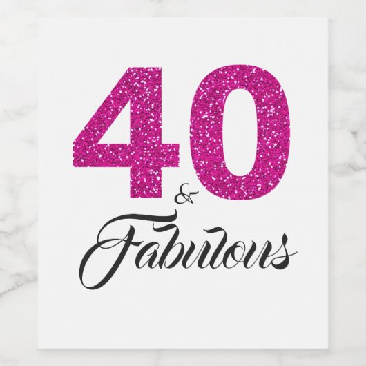 Roze Glitter 40 en Fabulous 40th Birthday Party Wijn Etiket (Enkel label)