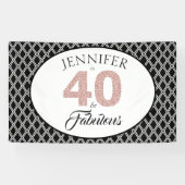 Roze Glitter 40 en Fabulous Custom 40th Birthday Spandoek (Horizontaal)