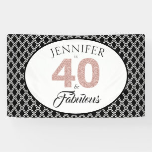Roze Glitter 40 en Fabulous Custom 40th Birthday Spandoek