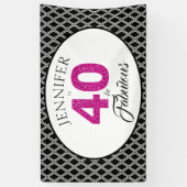 Roze Glitter 40 en Fabulous Custom 40th Birthday Spandoek (Verticaal)