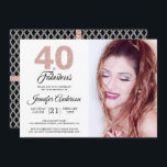 Roze glitter 40 en fantastische 40e verjaardag fot kaart<br><div class="desc">Een chique, elegante, 40e verjaardag foto uitnodiging die u kunt personaliseren en verzenden voor uw veertigste verjaardag feest vieren. De woorden "40 and Fabulous" in blush roze glitter en zwart zijn ingesteld met behulp van moderne typografie. Voeg gewoon je eigen persoonlijke gegevens en je eigen foto toe. Er is een...</div>