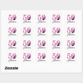 Roze Glitter 50 en Fabulous 50th Verjaardag Vierkante Sticker (Vel)