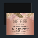 Roze Glitter 50th Birthday Save the Date Budget<br><div class="desc">Faux roze glitter verfband. Alle tekst kan worden aangepast en kan eenvoudig worden gewijzigd voor uw eigen wensen. Geweldig elegante sjabloon voor de 50ste verjaardag.</div>