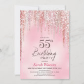 Roze Glitter 55e Verjaardagsfeestje Kaart (Voorkant)