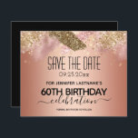 Roze Glitter 60th Birthday Save the Date Budget<br><div class="desc">Faux roze glitter verfband. Alle tekst kan worden aangepast en kan eenvoudig worden gewijzigd voor uw eigen wensen. Geweldig elegante sjabloon voor de 50ste verjaardag.</div>
