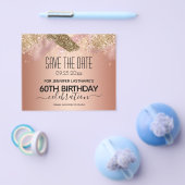 Roze Glitter 60th Birthday Save the Date Flyer (Enkel)