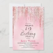 Roze Glitter 75e Verjaardagsfeestje Kaart (Voorkant)