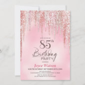 Roze Glitter 85e Verjaardagsfeestje Kaart (Voorkant)