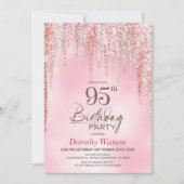 Roze Glitter 95e Verjaardagsfeestje Kaart (Voorkant)