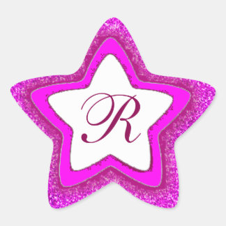 Roze glitter aanpasbare monogram star stickers