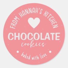 Roze Glitter Achtergrond Gebakken met Liefde Cooki Ronde Sticker