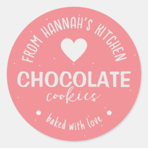 Roze Glitter Achtergrond Gebakken met Liefde Cooki Ronde Sticker