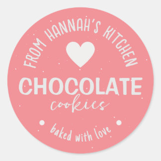 Roze Glitter Achtergrond Gebakken met Liefde Cooki Ronde Sticker