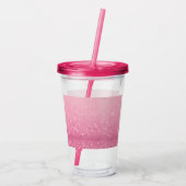 Roze Glitter Acryl Tumbler met Naam & Initialen Acryl Drinkbeker (Achterkant)