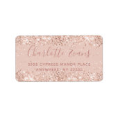Roze Glitter-adreslabel Etiket (Voorkant)