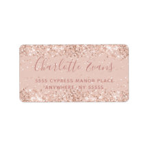 Roze Glitter-adreslabel