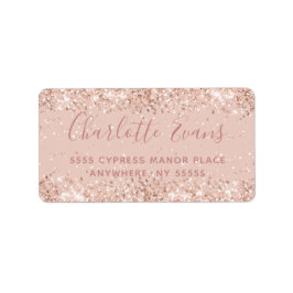 Roze Glitter-adreslabel Etiket