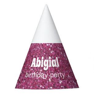 Roze Glitter Afbeelding Persoonlijke Verjaardagsfe Feesthoedjes