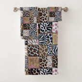 Roze Glitter Afrikaanse Dierenprint Handdoeken Set (Insitu)