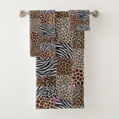 Roze Glitter Afrikaanse Dierenprint Handdoeken Set (Insitu)