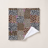 Roze Glitter Afrikaanse Dierenprint Handdoeken Set (Wasdoekje)
