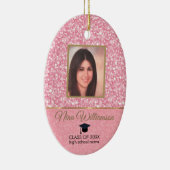 Roze Glitter-Afstuderen Keramisch Ornament (Rechts)