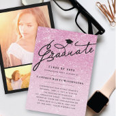 Roze glitter Afstuderen Stijlvolle Graduation Cap  Kaart
