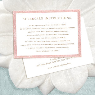 Roze Glitter After Care for Lash Extensions Salon Visitekaartje