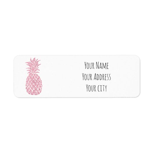 roze glitter ananas etiket (Voorkant)