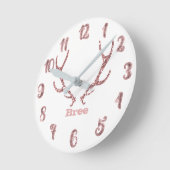 Roze Glitter Antlers Roos Gold Glam op maat Ronde Klok (Hoek)