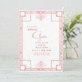 Roze Glitter Art Deco Bruiloftsfeest Kaart (Staand voorkant)