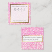 Roze Glitter Artisan Handgemaakte Sieraden Display Vierkante Visitekaartje (Voorkant / Achterkant)