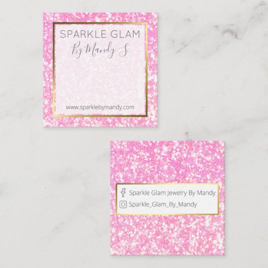 Roze Glitter Artisan Handgemaakte Sieraden Display Vierkante Visitekaartje (Voorkant / Achterkant)