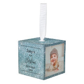 roze glitter baby eerste Kerstmis drie Foto Decoratie (Voorkant hoekig)