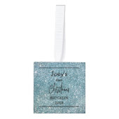 roze glitter baby eerste Kerstmis drie Foto Decoratie (Voorkant)