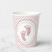 Roze Glitter Baby Feet Baby shower Gepersonaliseer Papieren Bekers (Achterkant)