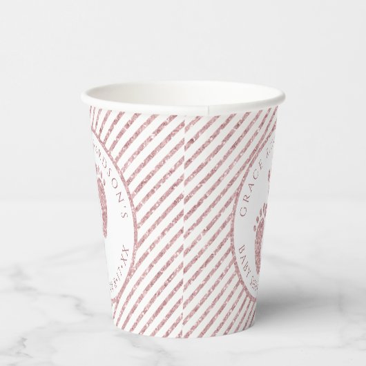 Roze Glitter Baby Feet Baby shower Gepersonaliseer Papieren Bekers (Rechts)