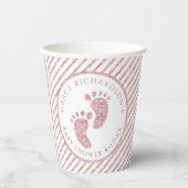 Roze Glitter Baby Feet Baby shower Gepersonaliseer Papieren Bekers (Voorkant)