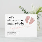 Roze Glitter Baby Feet Baby shower Kaart (Staand voorkant)