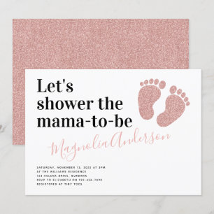Roze Glitter Baby Feet Baby shower Kaart