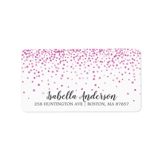 Roze Glitter Baby Shower Adreslabel Etiket (Voorkant)