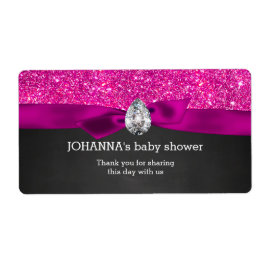 Roze Glitter Baby shower Chalkboard Waterfles Etiket