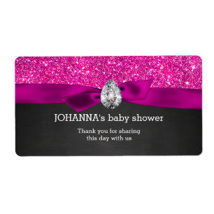Roze Glitter Baby shower Chalkboard Waterfles Etiket