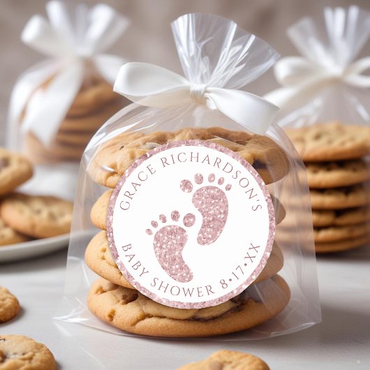 Roze Glitter Baby shower Favoriet Sticker