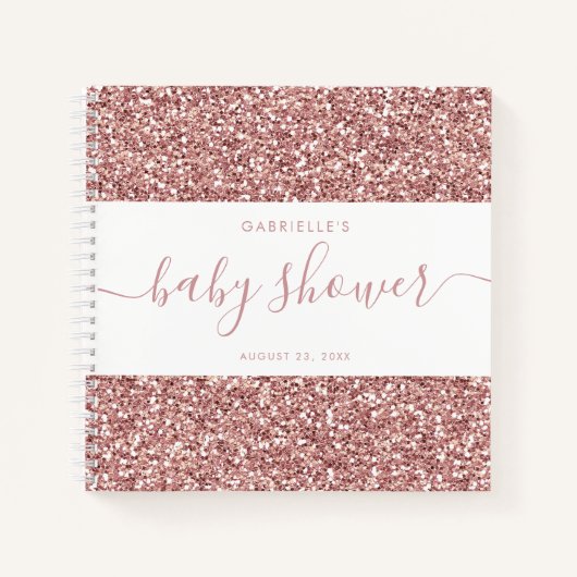 Roze Glitter Baby shower Guestbook Memory Notitieboek (Voorkant)