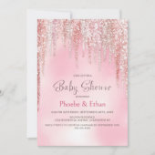 Roze Glitter Baby Shower Kaart (Voorkant)