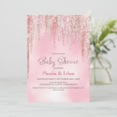 Roze Glitter Baby Shower Kaart (Staand voorkant)