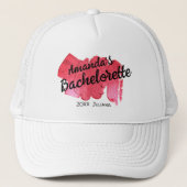 Roze Glitter Bachelorette Bridesmaid Script Trendy Trucker Pet (Voorkant)