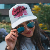 Roze Glitter Bachelorette Bridesmaid Script Trendy Trucker Pet