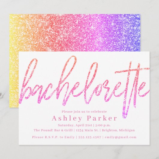 Roze Glitter Bachelorette Kaart (Voorkant / Achterkant)